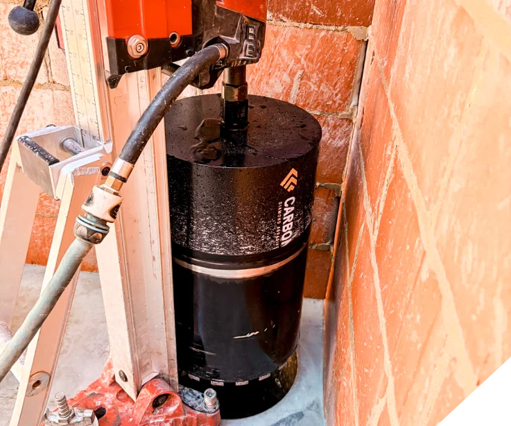 A close up of Slice It Right's equipment during a wide-diameter concrete coring work in Perth.